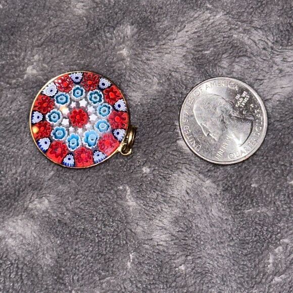 Murano Millefiori Glass Flower Pendant - Picture 2 of 5